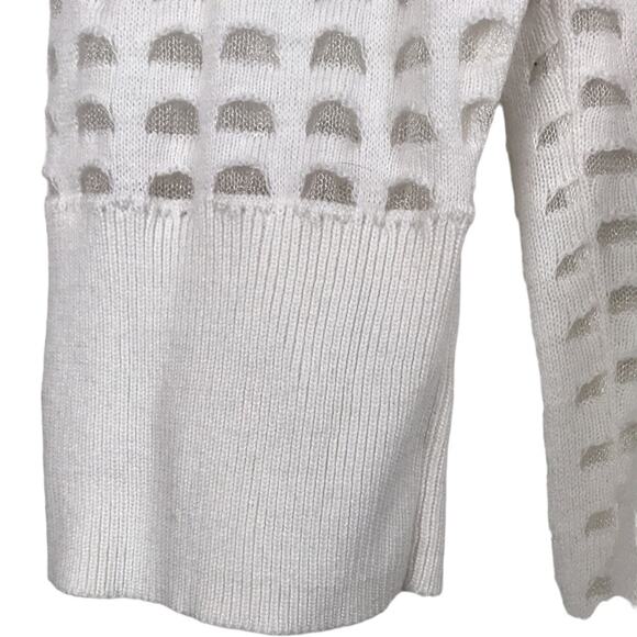 Lane Bryant Long Sleeve Knit Tunic Top White Ivory Sheer Mesh Arch Pattern 18/20 - Picture 5 of 11